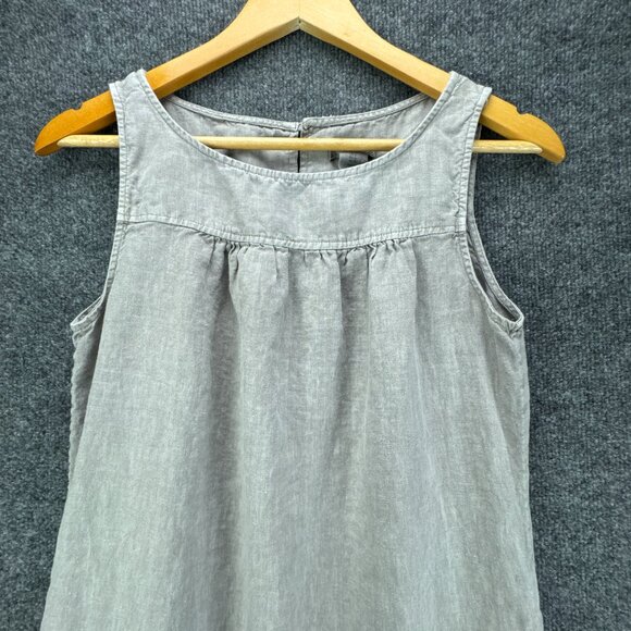 Artisan NY Dress Womens Small Gray Linen Sleeveless Lagenlook Eyelet Boho Casual - Picture 2 of 14